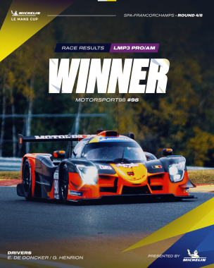 Three wins. Three races. What a run for @motorsport_98 🙌🏆 Eric De Doncker and @gillianhenrion are on