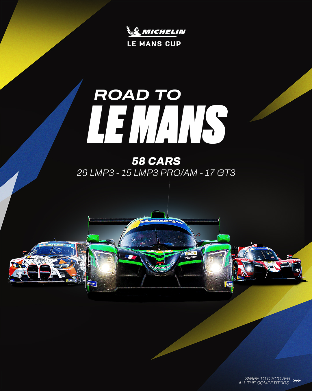 Ready for the BIG ONE. 🏆 One 3-hour race. 58 cars: 26 LMP3, 15 LMP3 Pro/Am, and 17 GT3. Three days p