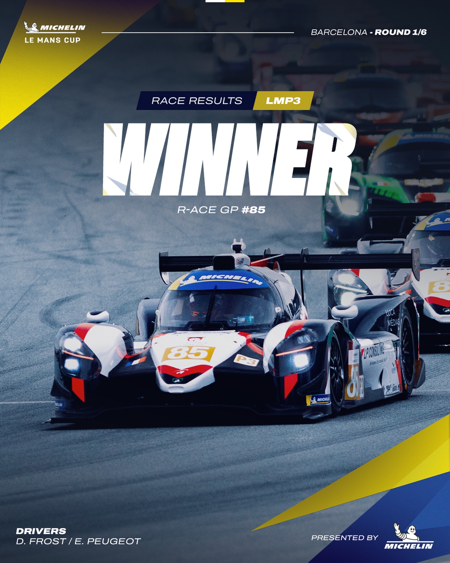 🟢 Lights to Flag Victory ☝️ 🏁 After starting on pole - Danial Frost and Enzo Peugeot guided their #8