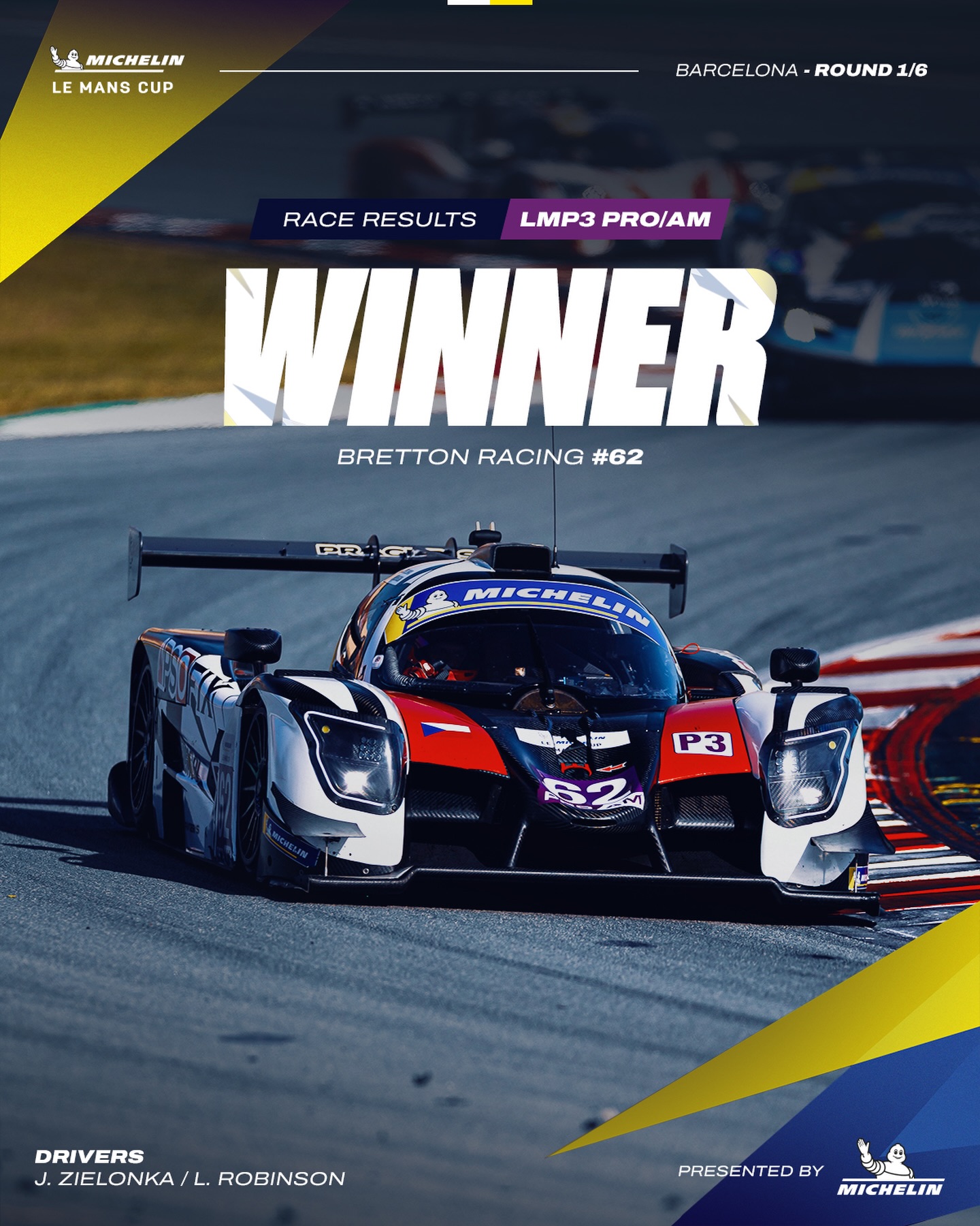 Laying down a marker! 🫵 In LMP3 Pro/Am it’s a massive win for the #62 Bretton Racing car 🙌 Steering 