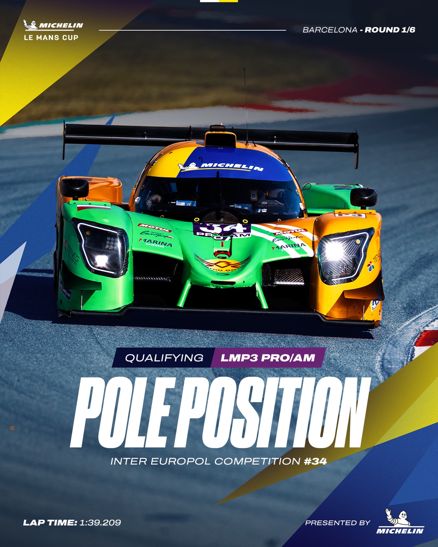 First LMP3 Pro/Am Pole of the year goes to… An old friend! Congratulations to @intereuropolcompetiti